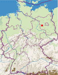 Der rote Punkt zeigt Brandenburg.